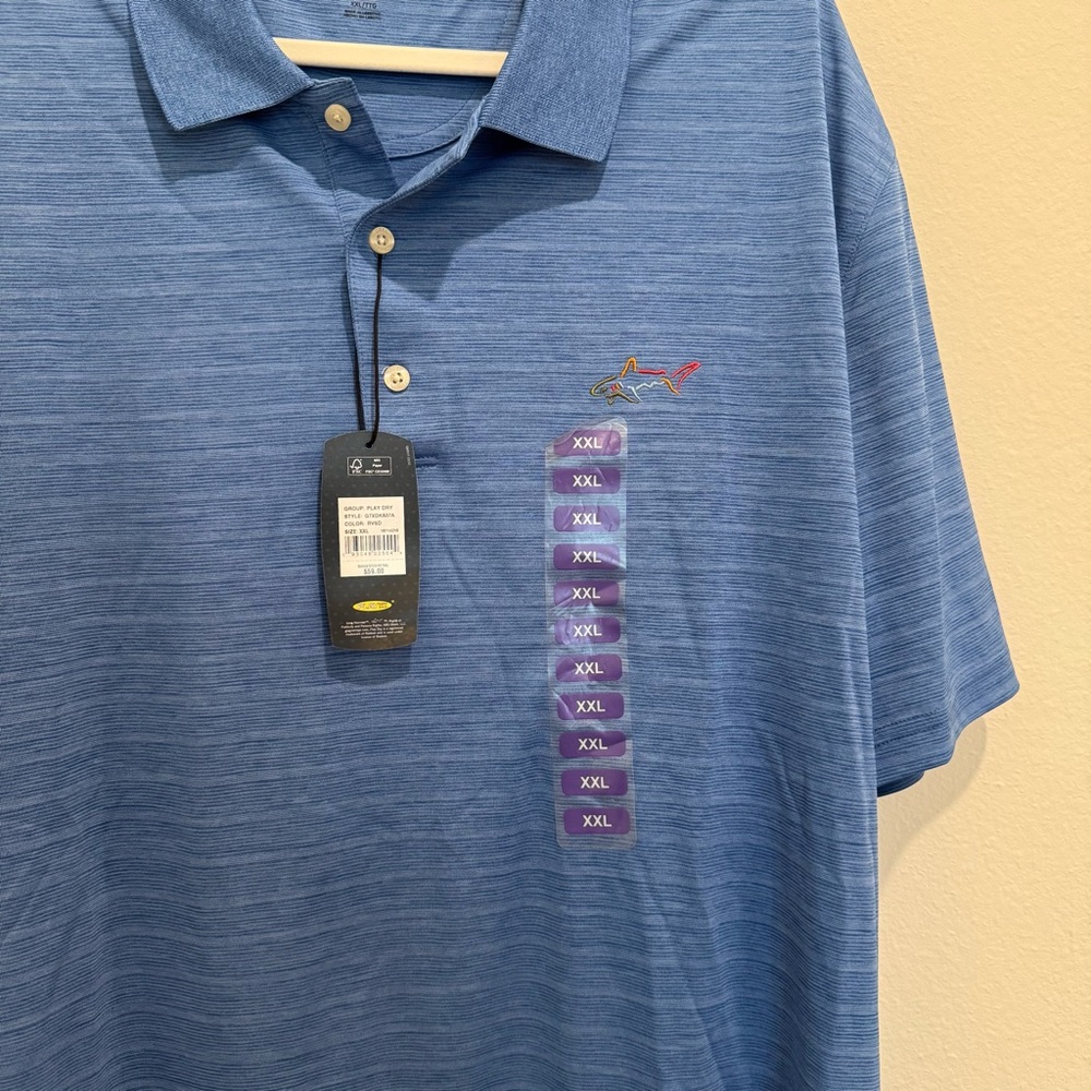 NWT Greg Norman Classic Blue Polo Shirt - Picture 2 of 5